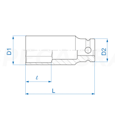 1/2'' 17mm prailginta smūginė galvutė King Tony