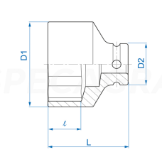 1/2'' 36mm smūginė galvutė King Tony