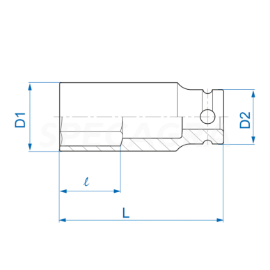 1/2'' Colinė 1/2" prailginta smūginė galvutė King Tony 1
