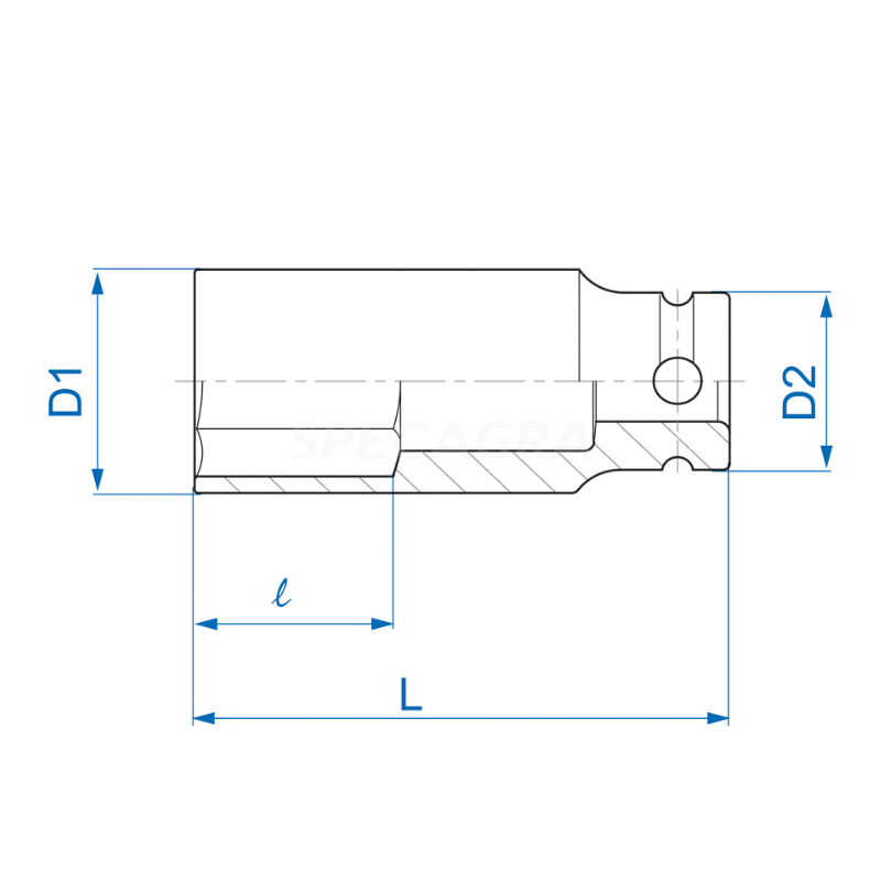 1/2'' Colinė 1/2" prailginta smūginė galvutė King Tony 1