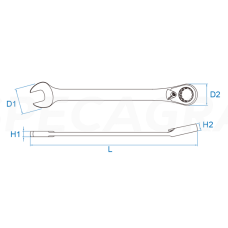15mm Kombinuotas raktas su reversine terkšle King Tony