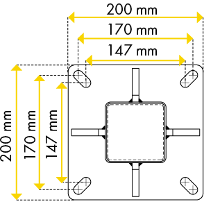 303306 Stulpas 90x90mm su pagrindo plokštele 200x200x8mm 1