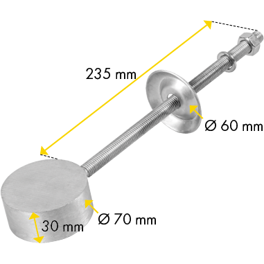 341070 Ankeris M12x235mm grotelių grindims su apvalia galvute 1
