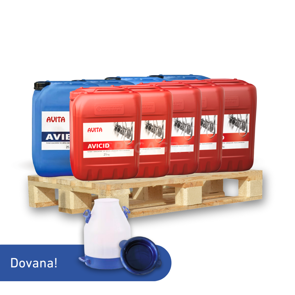 Pieno linijų priežiūros priemonių rinkinys AVITA paletė 12+12 Pieno linijų priežiūros priemonių rinkinys AVITA paletė 12+12