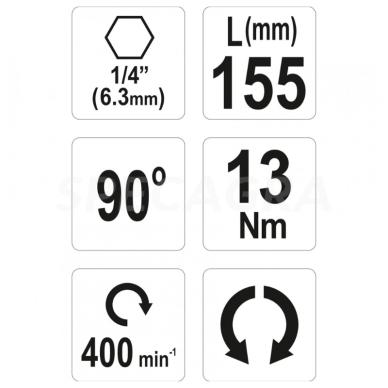 Adapteris kampinis 155mm 1/4 YT-04631 2 Adapteris kampinis 155mm 1/4 YT-04631 2