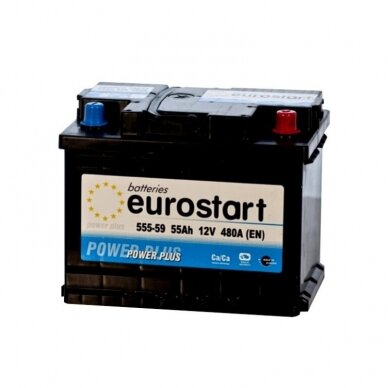 Akumuliatorius eurostart 55Ah 480A
