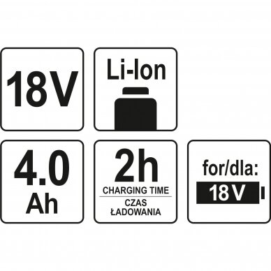 Akumuliatorius Li-Ion 18V 4Ah YT-82844 2