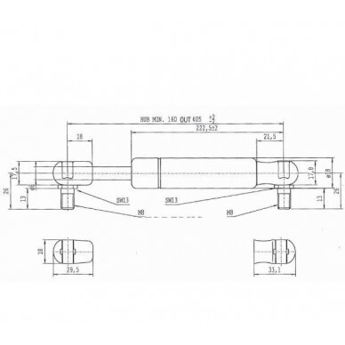 Amortizatorius dujinis L405-200N 1