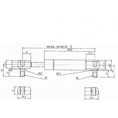 Amortizatorius dujinis L685-1150N 1 Amortizatorius dujinis L685-1150N 1