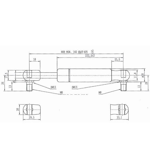 Amortizatorius dujinis L405-200N 1