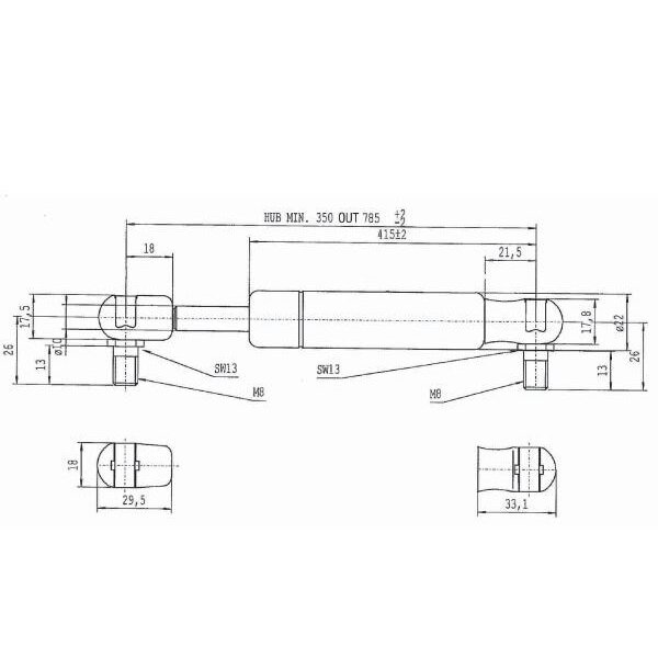 Amortizatorius dujinis L785-150N 2