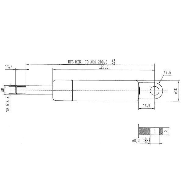 Amortizatorius dujinis L200,5-220N 1 Amortizatorius dujinis L200,5-220N 1