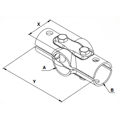 Apkaba kryžminė 60x48 (2-jų varžtų M12x75) 90080123 1