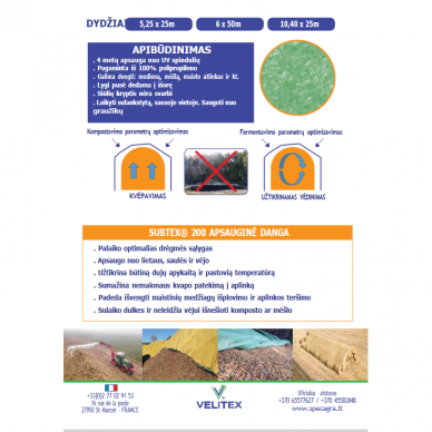 Apsauginė danga 6x50m 200g/m2 kompostui Subtex 3