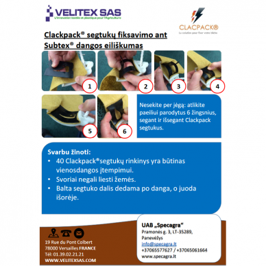 Apsauginių dangų SUBTEX segtukas 1vnt 3 Apsauginių dangų SUBTEX segtukas 1vnt 3