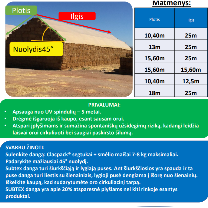 Apsauginė danga šienui 15,6x25m Subtex 4 Apsauginė danga šienui 15,6x25m Subtex 4