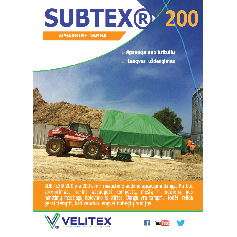 Apsauginė danga 6x50m 200g/m2 kompostui Subtex 2 Apsauginė danga 6x50m 200g/m2 kompostui Subtex 2