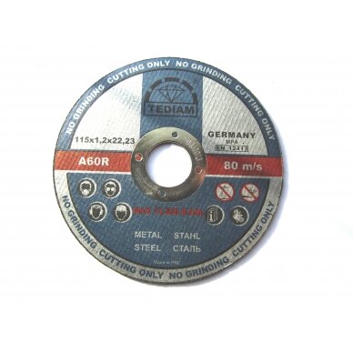 Diskas metalo pjovimo 115X1.2 TEDIAM Diskas metalo pjovimo 115X1.2 TEDIAM