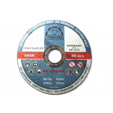 Diskas metalui 125x1,2 TEDIAM Diskas metalui 125x1,2 TEDIAM
