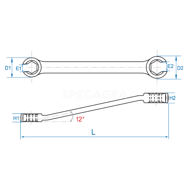 Dvigubas atviras žiedinis veržliaraktis 19x22mm King Tony 2 Dvigubas atviras žiedinis veržliaraktis 19x22mm King Tony 2