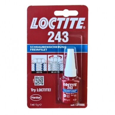 Sriegių fiksatorius vidutinio tvirtumo LOCTITE 243 5ml Sriegių fiksatorius vidutinio tvirtumo LOCTITE 243 5ml