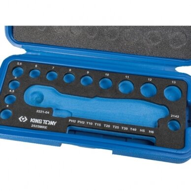 Galvučių rinkinys su terkšle King Tony 1/4 (25vnt) 2 Galvučių rinkinys su terkšle King Tony 1/4 (25vnt) 2