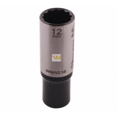 Galvutė 1/4 12mm 12-kampė prailginta CrV50BV30. DIN 3124 Galvutė 1/4 12mm 12-kampė prailginta CrV50BV30. DIN 3124