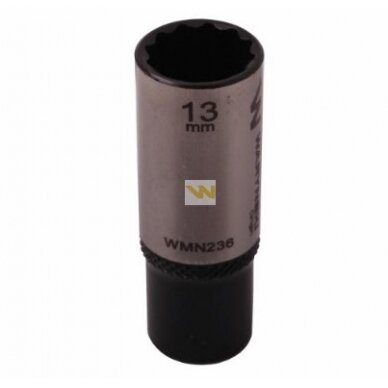 Galvutė 1/4 13mm 12-kampė prailginta CrV50BV30. DIN 3124 Galvutė 1/4 13mm 12-kampė prailginta CrV50BV30. DIN 3124