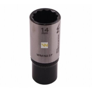 Galvutė 1/4 14mm 12-kampė prailginta CrV50BV30. DIN 3124 Galvutė 1/4 14mm 12-kampė prailginta CrV50BV30. DIN 3124