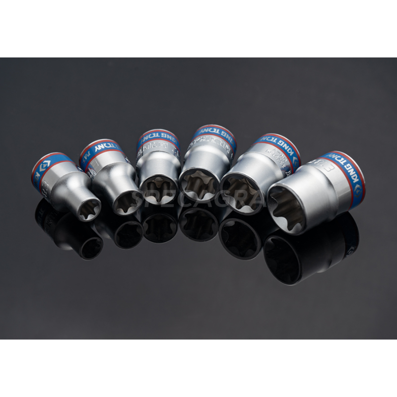 Galvučių rinkinys TORX E 3/8" 6vnt (E8–E18) King Tony 1 Galvučių rinkinys TORX E 3/8" 6vnt (E8–E18) King Tony 1