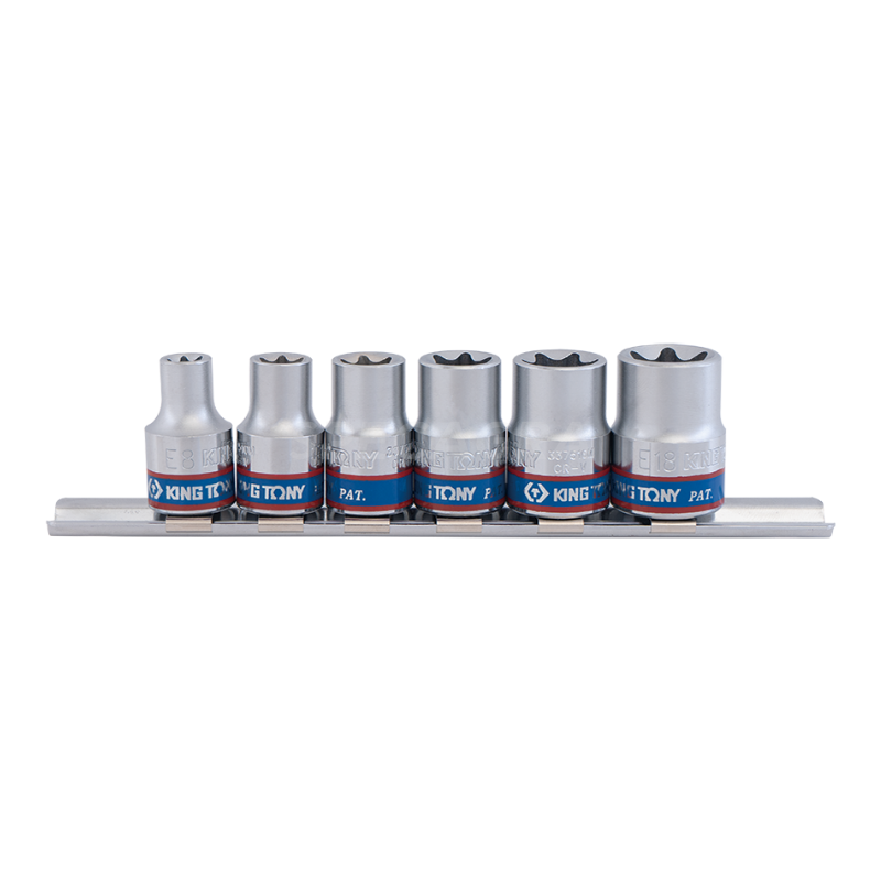 Galvučių rinkinys TORX E 3/8" 6vnt (E8–E18) King Tony