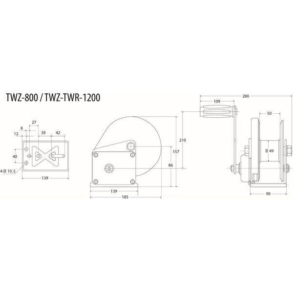 Gervė trosinė su stabdžiu 550kg 5mm ilgis 23m 1