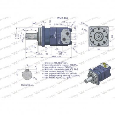 Hidraulinis variklis WMT 160 cm3/aps (200 bar / max.280 bar) Warynski 5