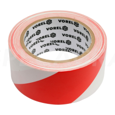 Juosta įspėjamoji raudona-balta 48mm-33m stipraus lipnumo.