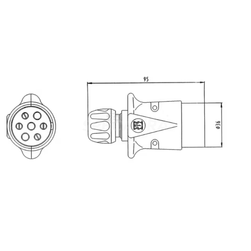 Jungtis kištukas 6–24V aliuminis(7polių) 201003JAE 2