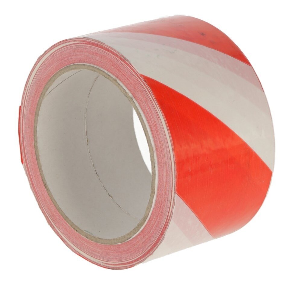 Juosta įspėjamoji 66mm x 66m PVC 291341 balta/raudona