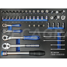 "King Tony" Įrankių vežimėlio įdėklas 1/2+1/4 Galvučiu (42vnt)