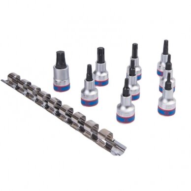 Antgalių rinkinys su bėgeliu King Tony 1/2 TORX (9vnt) 1 Antgalių rinkinys su bėgeliu King Tony 1/2 TORX (9vnt) 1