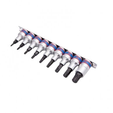 Antgalių rinkinys su bėgeliu King Tony 1/2 TORX (9vnt) 3 Antgalių rinkinys su bėgeliu King Tony 1/2 TORX (9vnt) 3