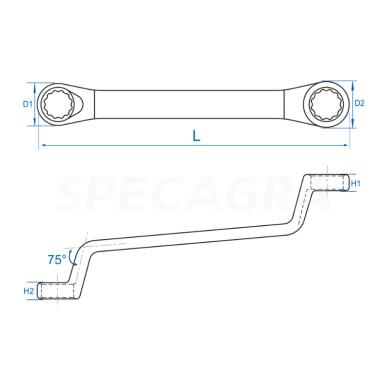 "King Tony" Dvigubas žiedinis raktas 16x17mm 1