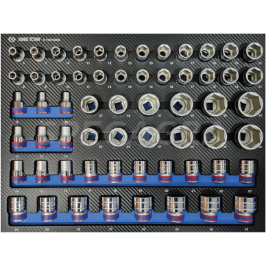 "King Tony" Įrankių vežimėlio įdėklas 1/2 Galvučiu (60vnt) "King Tony" Įrankių vežimėlio įdėklas 1/2 Galvučiu (60vnt)