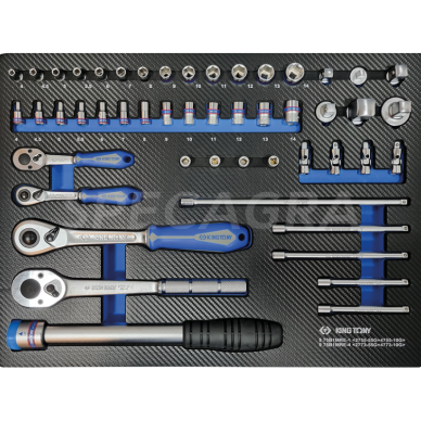 "King Tony" Įrankių vežimėlio įdėklas 1/2+1/4 Galvučiu (42vnt) "King Tony" Įrankių vežimėlio įdėklas 1/2+1/4 Galvučiu (42vnt)