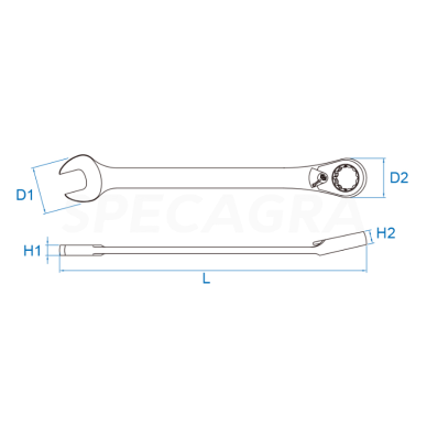 19mm Kombinuotas raktas su reversine terkšle King Tony 1 19mm Kombinuotas raktas su reversine terkšle King Tony 1
