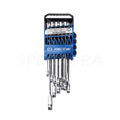 "King Tony" Kombinuotų veržliarakčių rinkinys su terkšle ir laikikliu 8-22mm (12vnt)