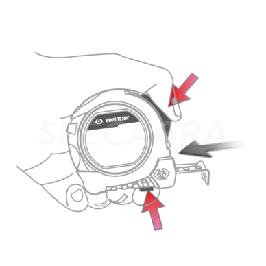 "King Tony" Ruletė su magnetu 8M x25mm 5 "King Tony" Ruletė su magnetu 8M x25mm 5