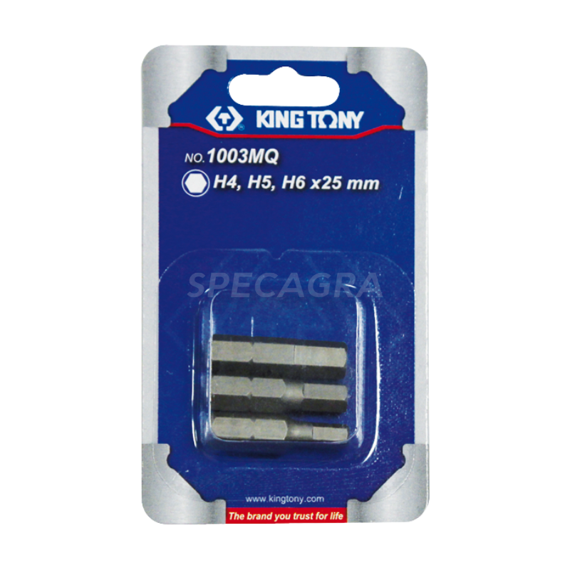 "King Tony" 1/4 Šešiakampės galvutės 3vnt "King Tony" 1/4 Šešiakampės galvutės 3vnt