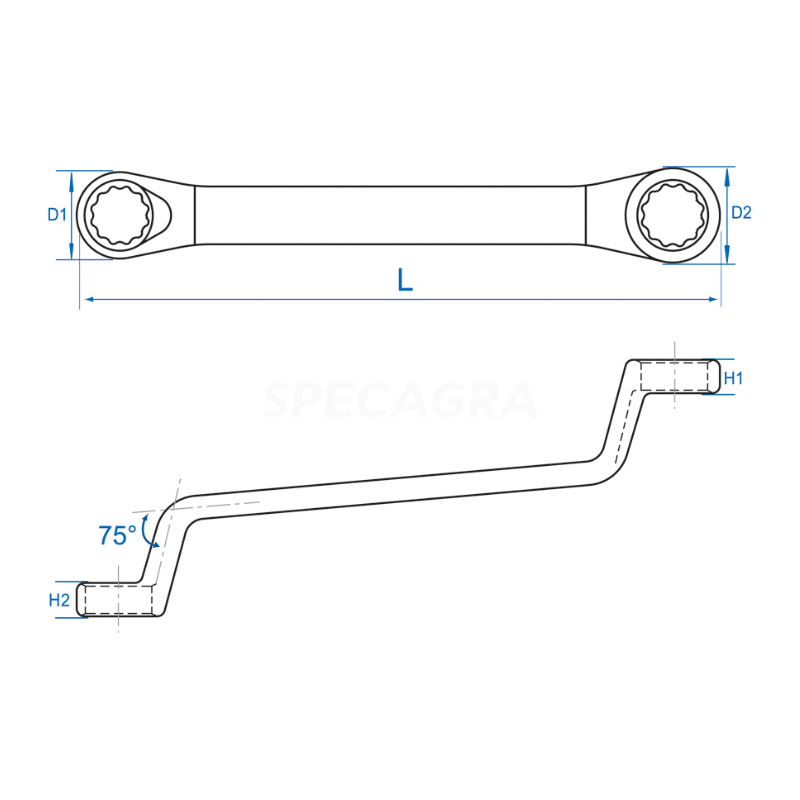 "King Tony" Dvigubas žiedinis raktas 16x17mm 1