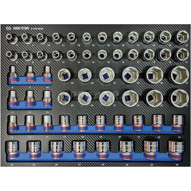 "King Tony" Įrankių vežimėlio įdėklas 1/2 Galvučiu (60vnt)