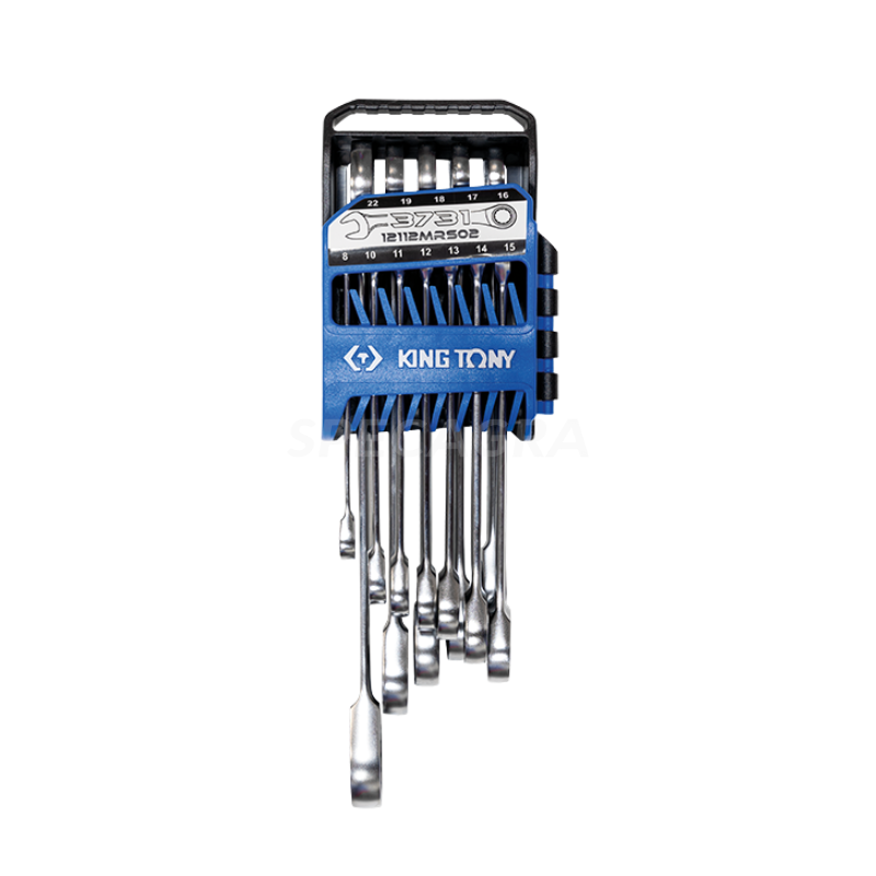 "King Tony" Kombinuotų veržliarakčių rinkinys su terkšle ir laikikliu 8-22mm (12vnt)