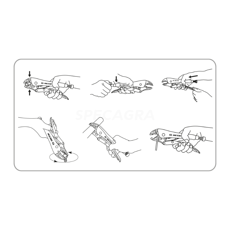 "King Tony" Užspaudimo replės 254mm 1 "King Tony" Užspaudimo replės 254mm 1